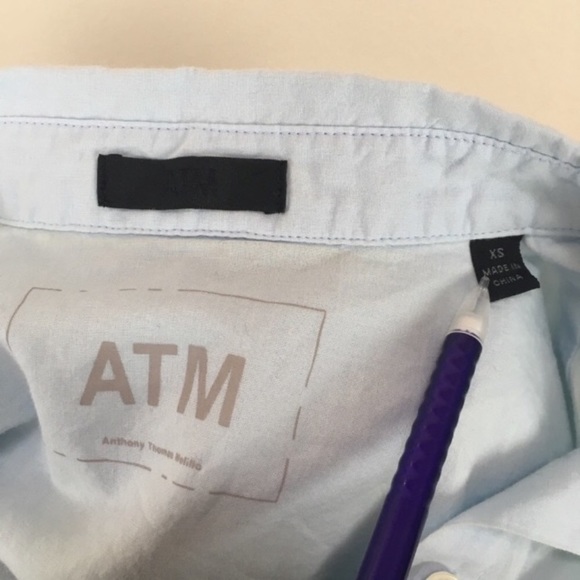 ATM Anthony Thomas Boyfriend Button‎ Down Shirt Cotton Blouse Blue Women’s Sz XS - Picture 6 of 7